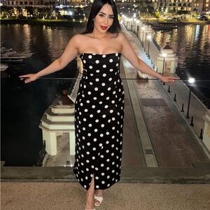 Zara  Black Polka Dot Dress sleeveless bodycon evening party wedding